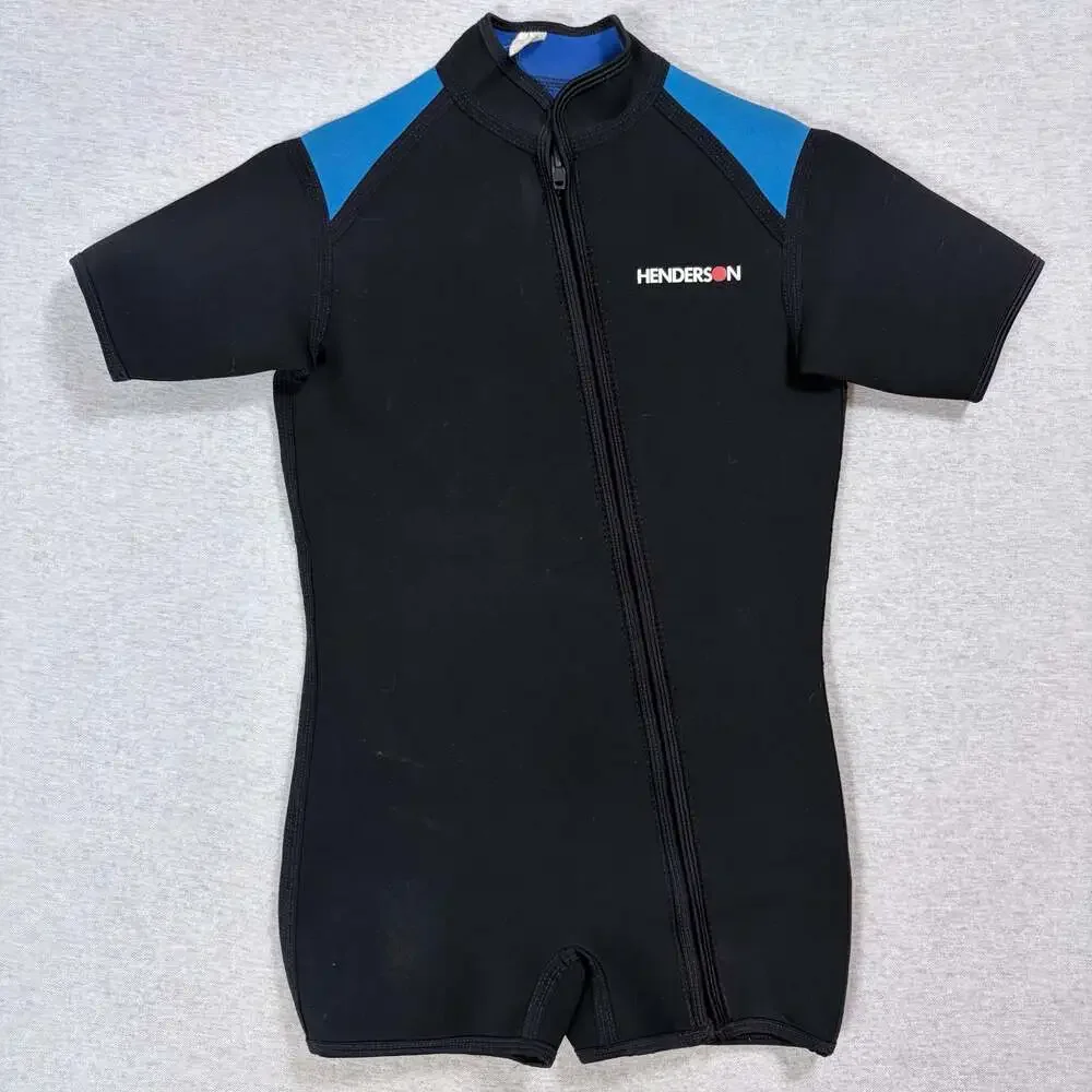 Henderson Aquatics Neoprene Short Sleeve Shorty Wetsuit Black Blue Size XL